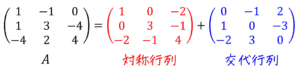 【数検1級対策】うさぎでもわかる線形代数　応用編第2羽　対称行列と交代行列への分解